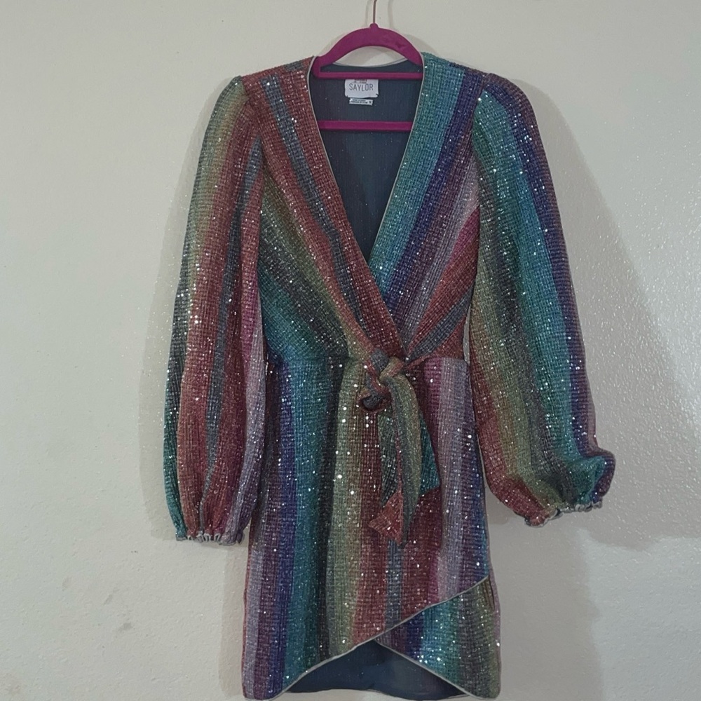 SAYLOR Multicolor Sequin Long Sleeve Dress